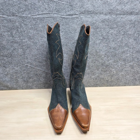 Coconut Matisse Women's Faux Leather Denim Cowboy Boots Western Size 7.5 M - Picture 5 of 12
